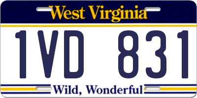 WV license plate 1VD831