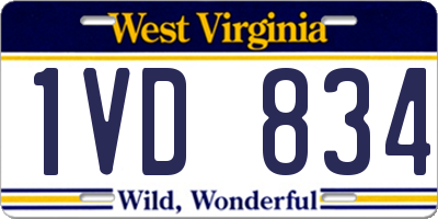 WV license plate 1VD834