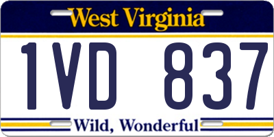 WV license plate 1VD837