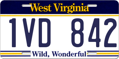 WV license plate 1VD842