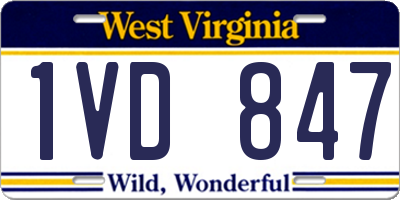 WV license plate 1VD847