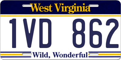 WV license plate 1VD862