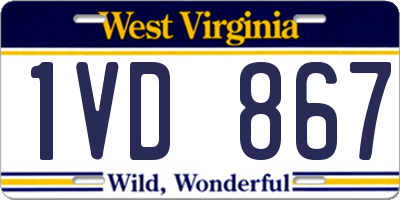 WV license plate 1VD867