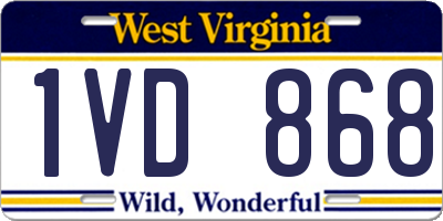 WV license plate 1VD868
