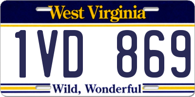 WV license plate 1VD869