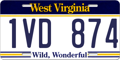 WV license plate 1VD874