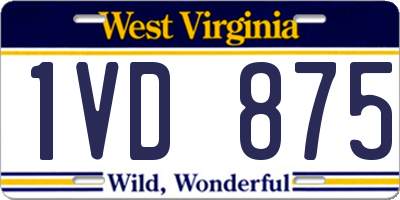 WV license plate 1VD875