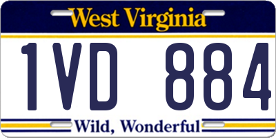 WV license plate 1VD884