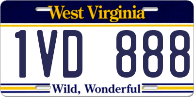 WV license plate 1VD888