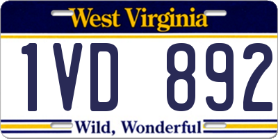 WV license plate 1VD892
