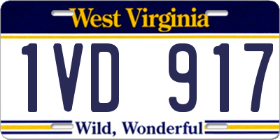 WV license plate 1VD917