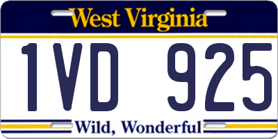 WV license plate 1VD925
