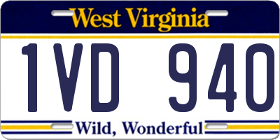 WV license plate 1VD940