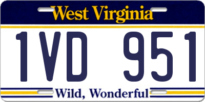 WV license plate 1VD951