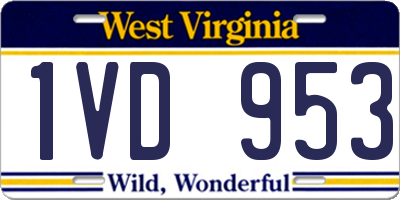 WV license plate 1VD953