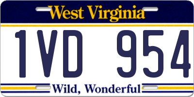WV license plate 1VD954
