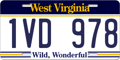 WV license plate 1VD978