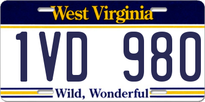 WV license plate 1VD980