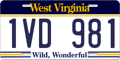 WV license plate 1VD981
