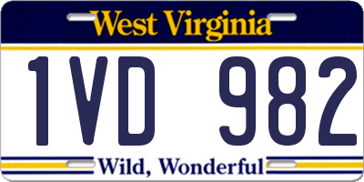 WV license plate 1VD982
