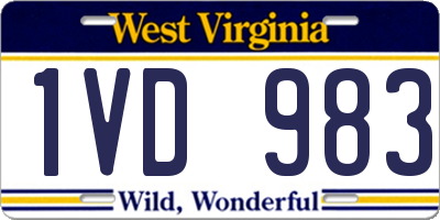 WV license plate 1VD983