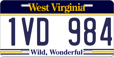 WV license plate 1VD984