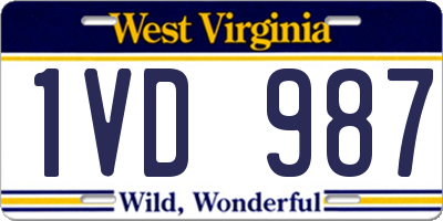 WV license plate 1VD987