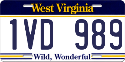 WV license plate 1VD989