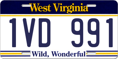 WV license plate 1VD991