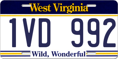 WV license plate 1VD992