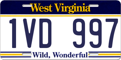 WV license plate 1VD997
