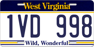WV license plate 1VD998