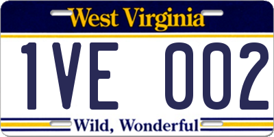 WV license plate 1VE002