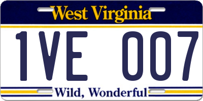 WV license plate 1VE007