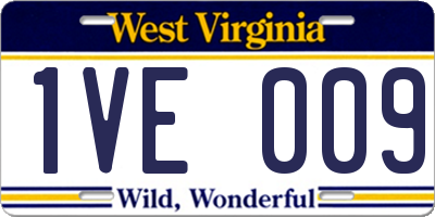 WV license plate 1VE009
