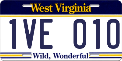 WV license plate 1VE010