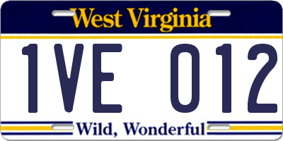 WV license plate 1VE012