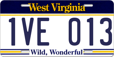 WV license plate 1VE013