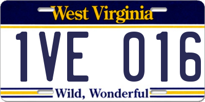 WV license plate 1VE016