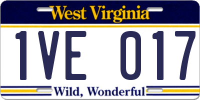 WV license plate 1VE017
