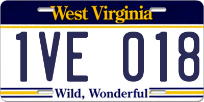 WV license plate 1VE018