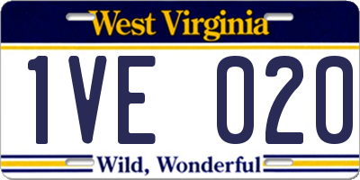 WV license plate 1VE020