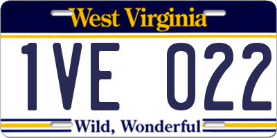 WV license plate 1VE022