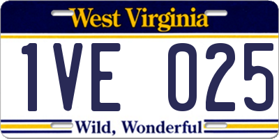 WV license plate 1VE025