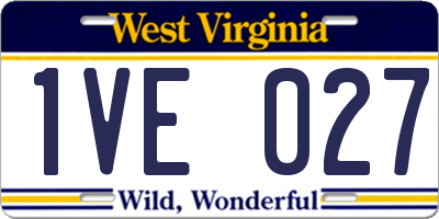 WV license plate 1VE027