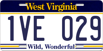 WV license plate 1VE029
