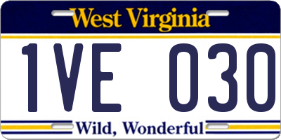 WV license plate 1VE030