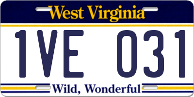 WV license plate 1VE031