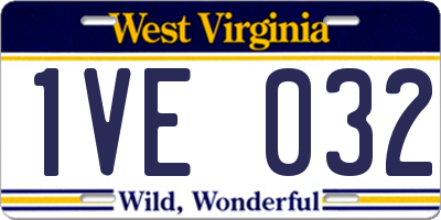 WV license plate 1VE032