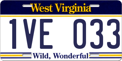 WV license plate 1VE033